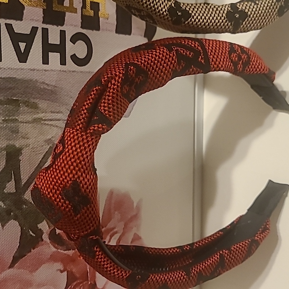 Stylish Red and Tan Headbands - Picture 2 of 5